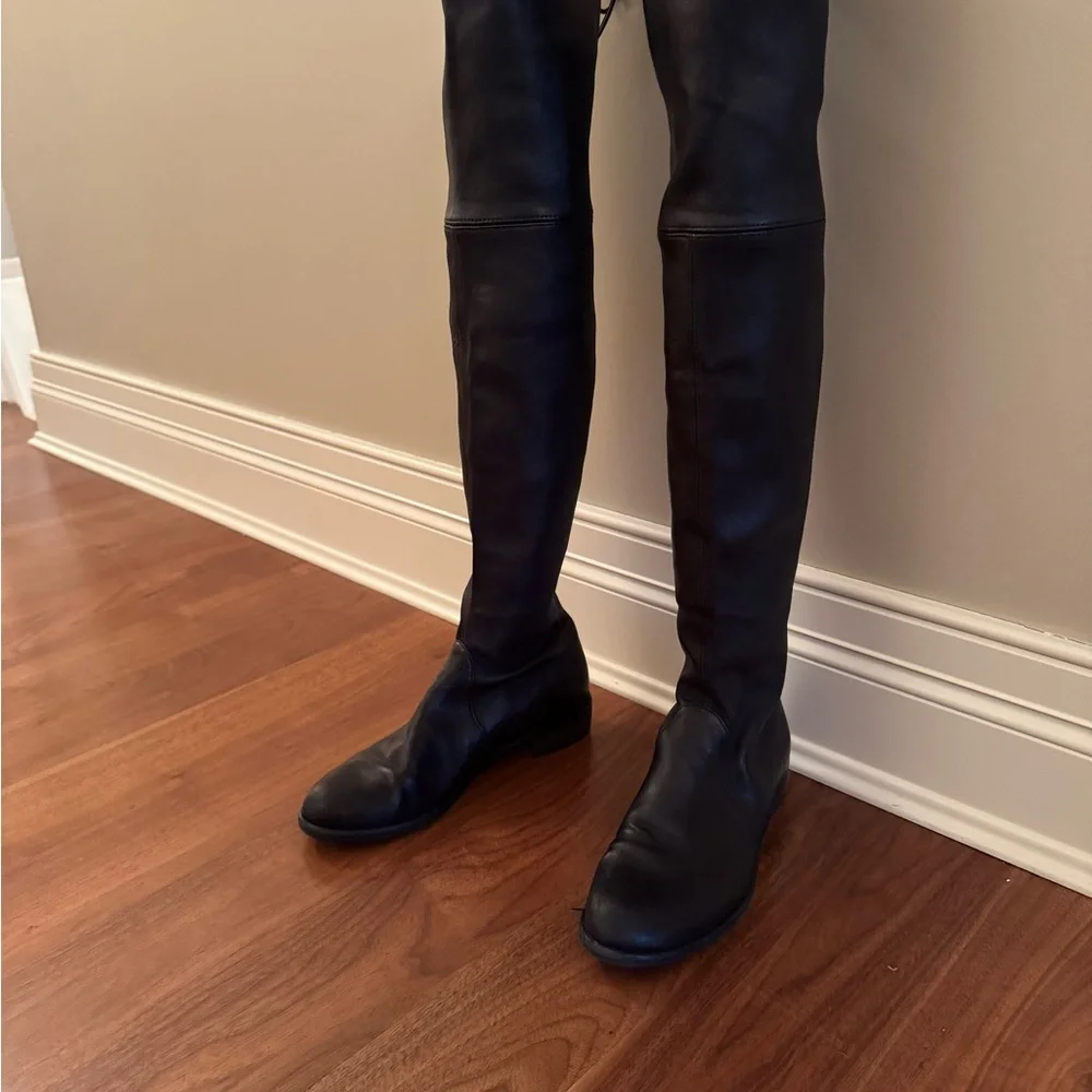 Stuart Weitzman Black Over-the-Knee Leather Boots